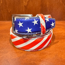 Load image into Gallery viewer, Antas Custom Fit Belt - USA Red-White-Blue Stars & Stripes w/ Brushed Italian Buckle