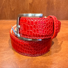 Load image into Gallery viewer, Antas Custom Fit Belt - Red Alligator w/ Red Stitching