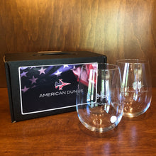 Load image into Gallery viewer, Sterling Cut Glass Harmony Stemless White Wine Glass Set w/ Patriot Jet