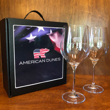 Load image into Gallery viewer, Sterling Cut Glass Harmony Red Wine Glass Set w/ Patriot Bear