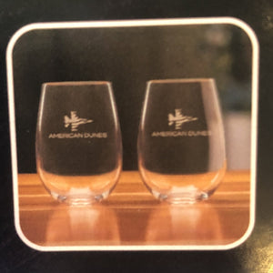 Sterling Cut Glass Harmony Stemless White Wine Glass Set w/ Patriot Jet