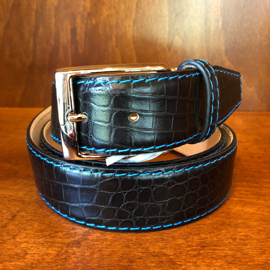 Antas Custom Fit Belt - Black Belt w/ Cobalt Stitching